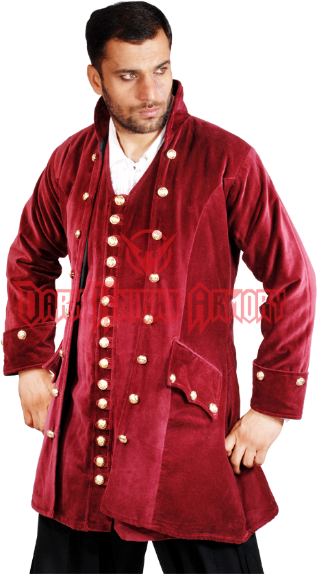 Plus Size Pirates Captain England Red Velvet Coat - Pirate Coats (850x850), Png Download