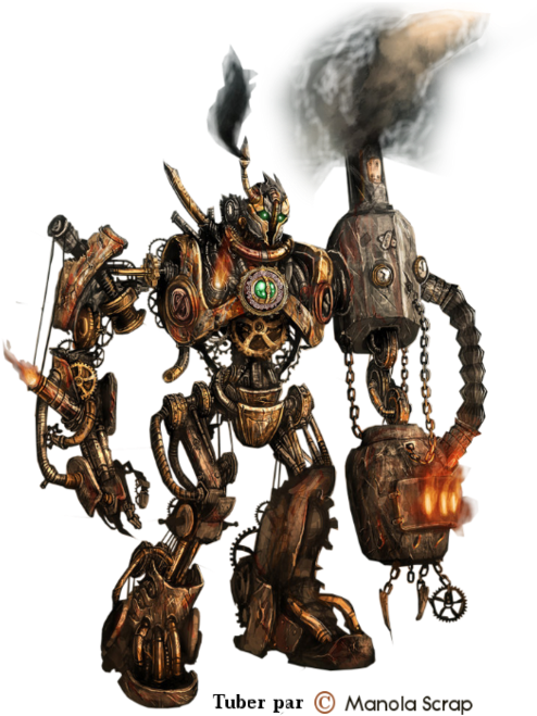Tubes Steampunk - Military Robot (500x689), Png Download