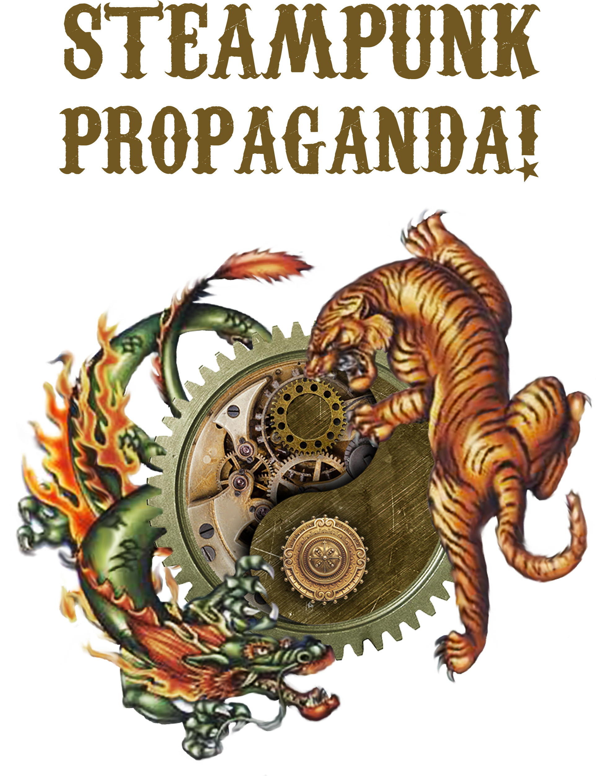 Steampunk-propaganda - Ying Yang Dragon And Tiger (2313x2565), Png Download