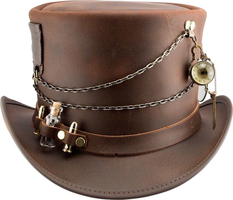 Steampunk Hat Png Transparent Image - Trinket Leather Top Hat (900x771), Png Download