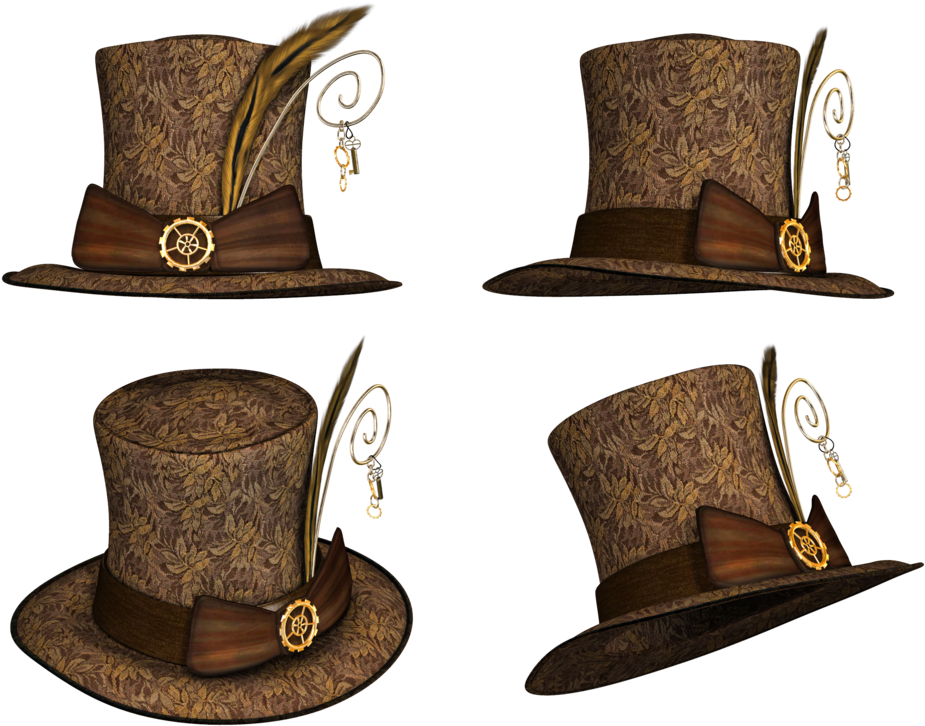 Vector Transparent Hat Collection Png Stock By Roy - Pendentif Cabochon Rond 25 Mm En Résine Époxy - Chapeau (1024x768), Png Download