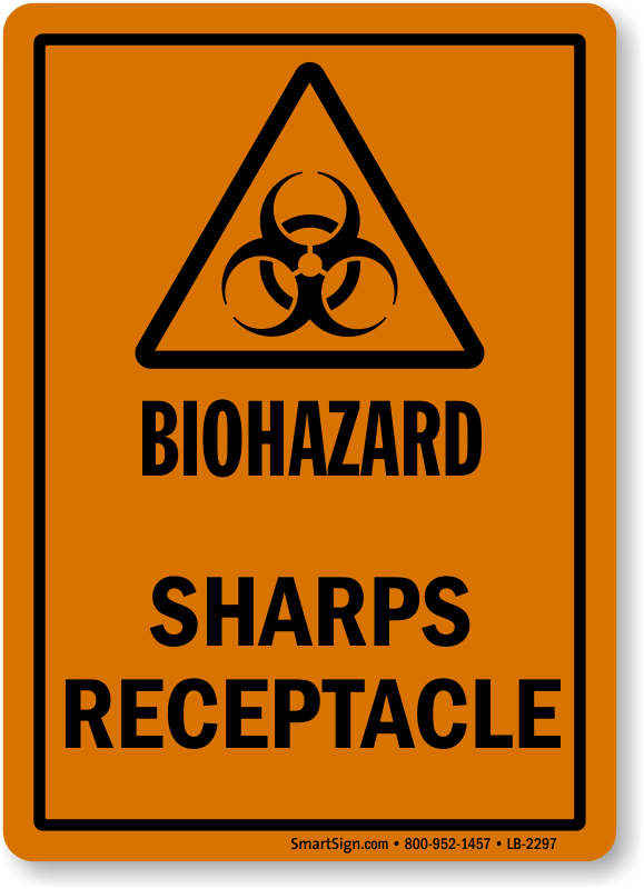 Sharps Receptacle (lb-2297) Learn More - Biohazard Sharps Receptacle Sign Meaning (579x800), Png Download