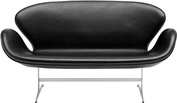 Fritz Hansen Swan Sofa, Black Leather At Dwr (800x460), Png Download