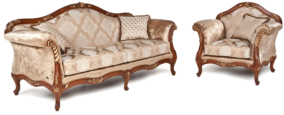 Vintage Sofa Png Image Background - Classic Sofa Set Png (1000x563), Png Download