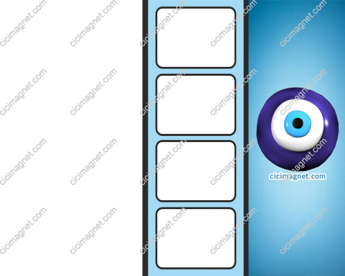 5 Fotoğraflı Nazar Boncuk Temalı Sünnet Magneti - Ebru Sanatı Nazar Boncuğu (500x400), Png Download