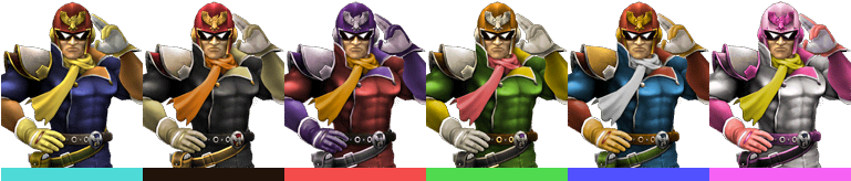 Captain Falcon Palette - Captain Falcon Smash Bros Skins (768x172), Png Download