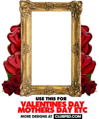 Gold Frame Psd Psd Detail Gold Frame Official Psds - Gold Frame With Roses (333x400), Png Download