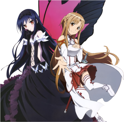 Accel World, Kuroyukihime, And Sword Art Online Image - Yuuki Asuna And Kuroyukihime (500x488), Png Download