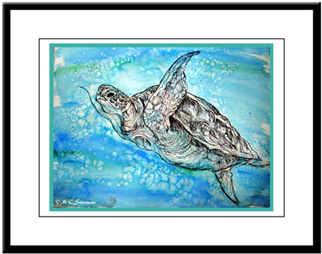 Sea Turtle, Nature Lover's, Large Framed Print - Sea Turtle, Wildlife, Art, Shower Curtain (350x350), Png Download