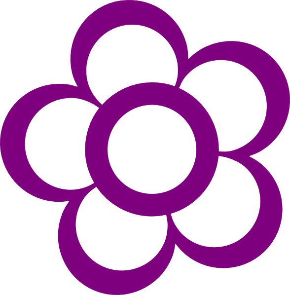 Clipart Purple Flower Outline (588x598), Png Download
