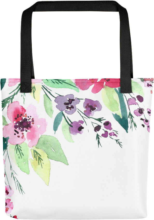 Watercolor Flowers Tote Bag - Canvas Print (1000x1000), Png Download