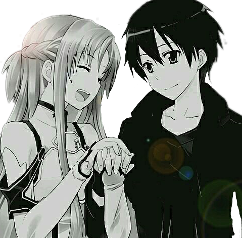 Anime Couple Kirito Asuna Kawaii Cute Nice Kiritoyasuna - Kirito Kun Dan Asuna (479x471), Png Download