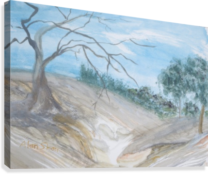 Leafless Tree - Painting (429x359), Png Download
