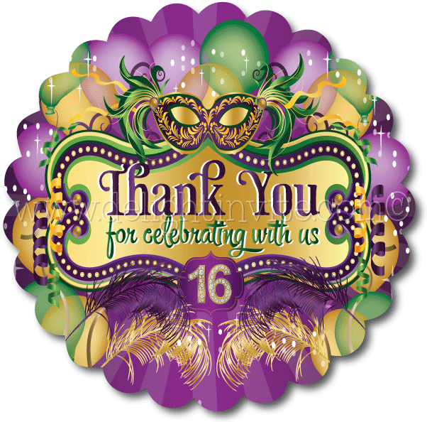 Sweet 16 Mardi Gras Favor Tags - Mardi Gras Party Favor Tags (612x612), Png Download
