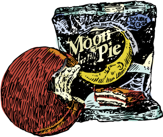 Illustration By Mark Andresen - Moon Pie Chocolate Flavoured Double Decker Marshmallow (360x360), Png Download