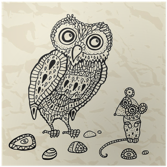 Decorative Owl And Mouse - Eule Und Maus (400x400), Png Download