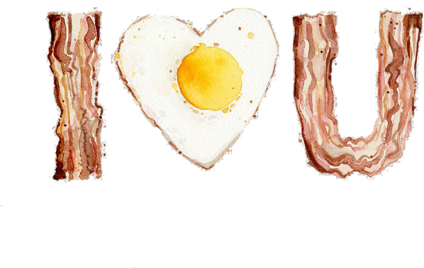 Bacon And Eggs Heart (689x480), Png Download