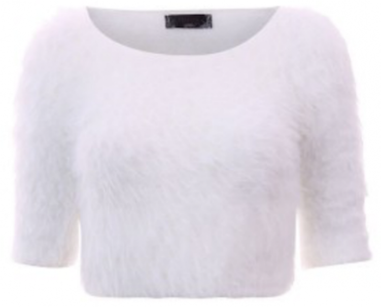 Fluffy White Crop Top (750x750), Png Download