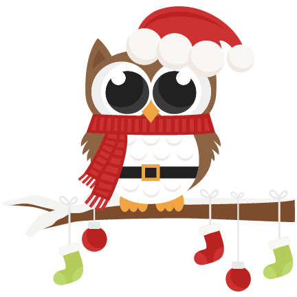 Santa Owl Scrapbook Clip Art Christmas Cut Outs For - Merry Christmas Owl Round Ornament (432x432), Png Download