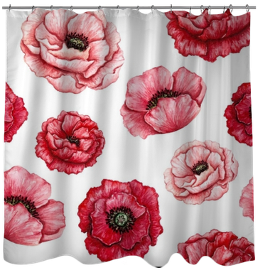 Seamless Pattern Of Watercolor Red And Pink Poppies - Poppy (400x400), Png Download