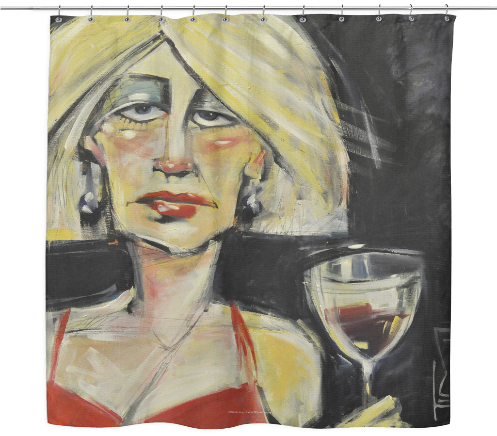 Woman In Need Of Red Wine Woven Oxford Cloth Shower - 24x18 Giclee Print:giclee Print At The Gala By Tim (1024x1024), Png Download