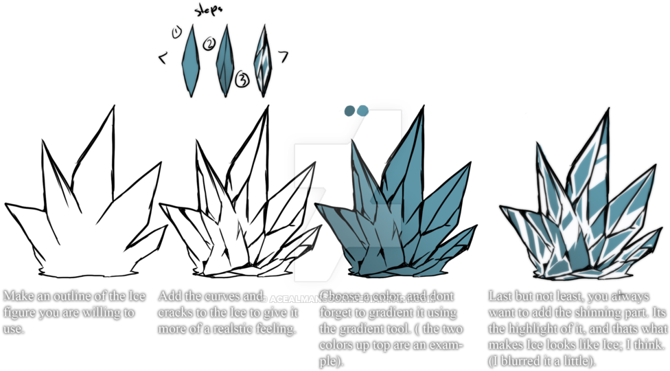 Ice Tutorial By Acealmansoori On Deviantart - Draw Ice (1024x614), Png Download