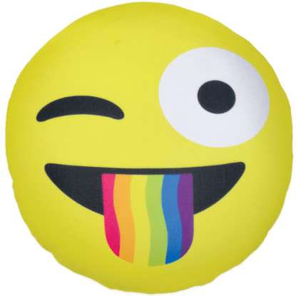 Crazy Face Emoji Microbead Pillow - Rainbow Tongue Emoji (415x415), Png Download