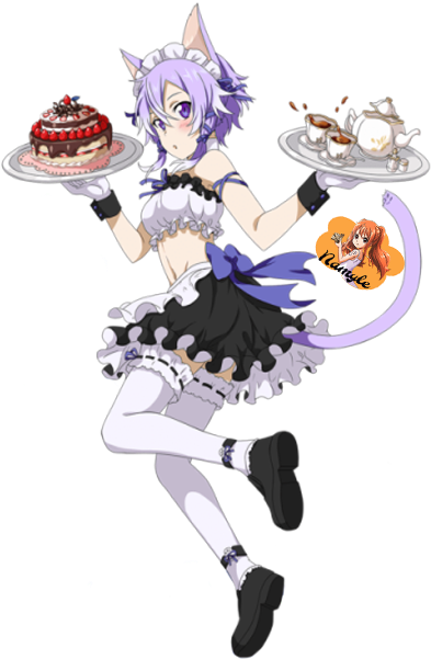 Sinon Maid ❤️ - Sword Art Online Memory Defrag Leafa Maid (600x600), Png Download