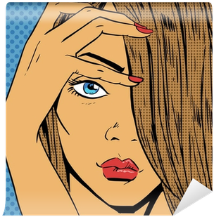 Face The Girl Looks Beautiful Pop Art Comics Retro - Comic Blonde (400x400), Png Download