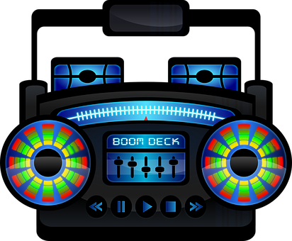 Boombox Boom Box Cassette Recorder Ghetto - Boom Box Clip Art (412x340), Png Download