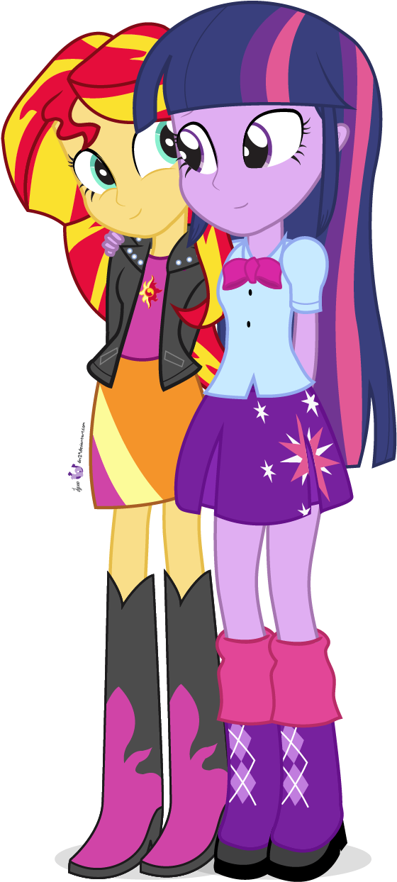 Female, Friendship, Hilarious In Hindsight, Safe, Shimmerbetes, - Sunset Shimmer And Twilight Sparkle Friends (600x1290), Png Download