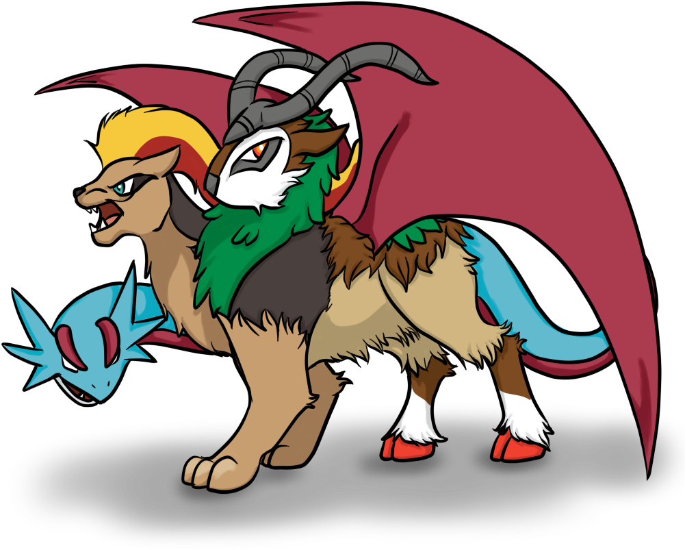 Chimera Clipart Dungeons And Dragons - Gogoat And Pyroar (1000x1000), Png Download