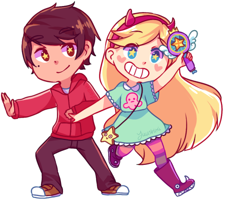 Star Vs The Forces Of Evil - Star And Marco Chibi (450x399), Png Download
