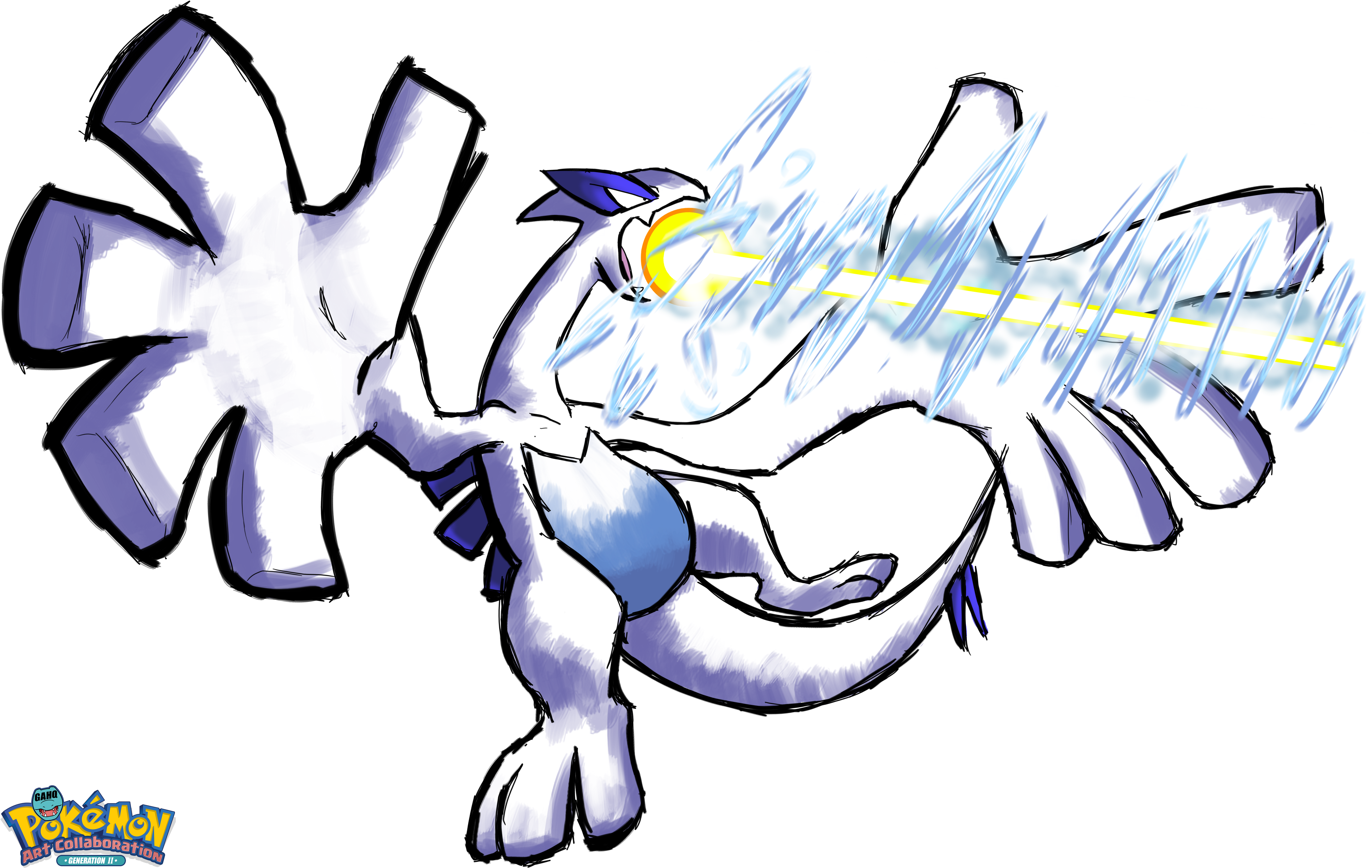 #249 Lugia Used Aeroblast In The Game Art Hq Pokemon (4779x3104), Png Download