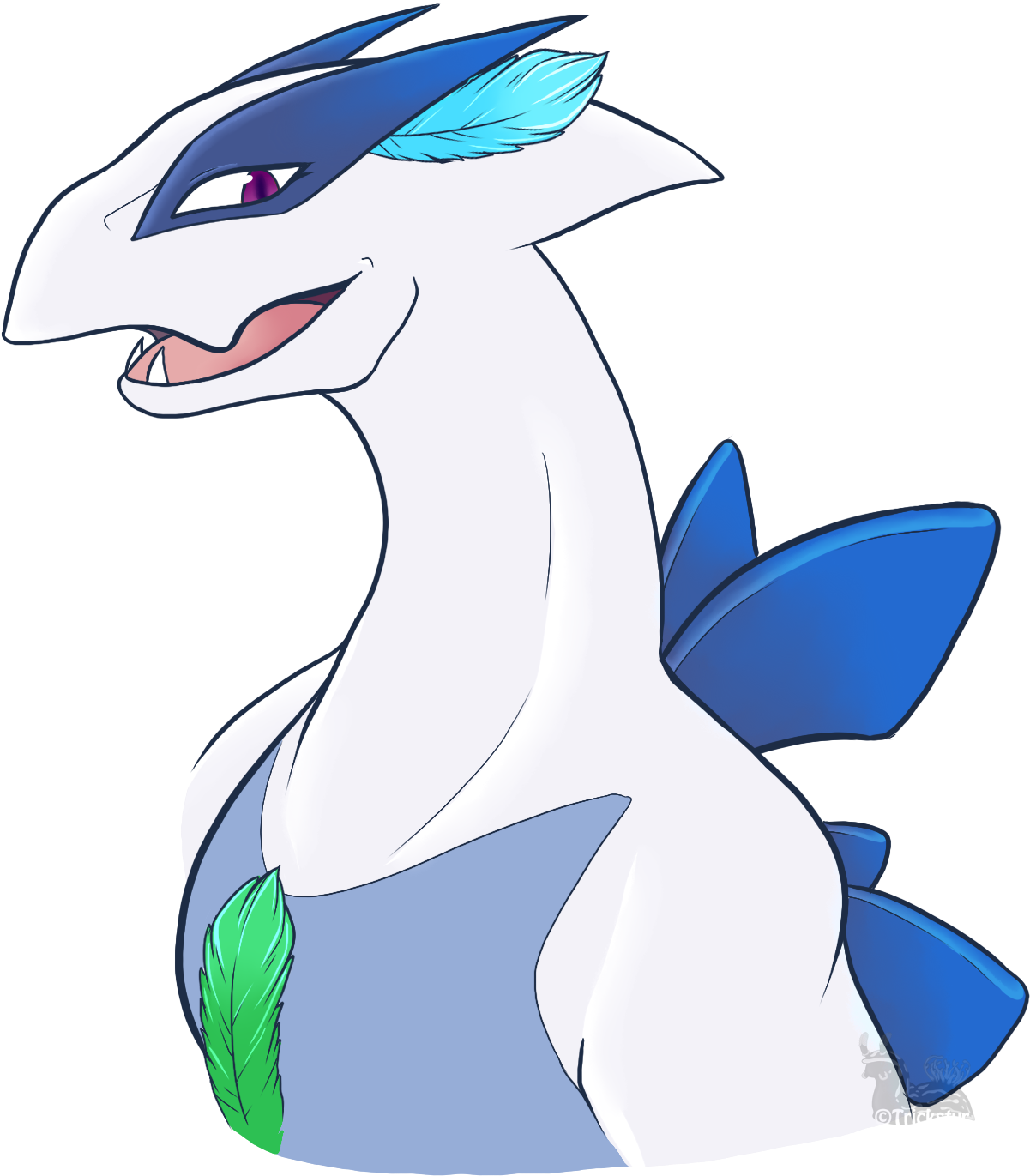 Lugia Commission - Cartoon (1249x1426), Png Download