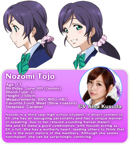 Toujou Nozomi Character Profile - Love Live Characters Age (492x550), Png Download