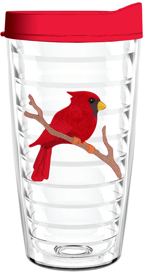 Cardinal 16oz Tumbler - Usa Flag 16 Oz Insulated Tumbler With Blue Lid And (506x1004), Png Download