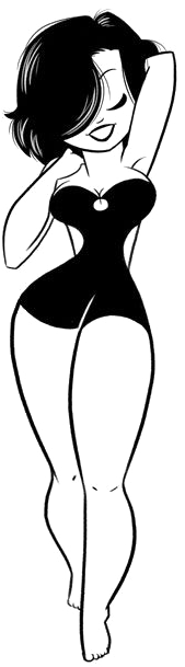 Picture Transparent Library Pin Up Girl Cartoon Girls - Black And White Pin Up Cartoon (510x660), Png Download