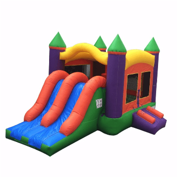 19' X 12' Dual Slide Rainbow Kids Combo Bounce House - Inflatable Castle (400x400), Png Download