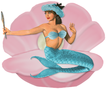 Adult Content Safesearch Clamshell Mirror Hat Mermaid - Pin Up Girl Transparent Background (371x340), Png Download