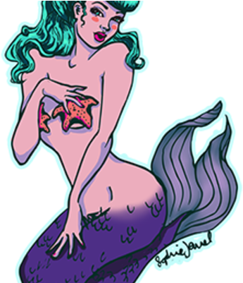 Mermaid Pinup Sticker - Illustration (400x400), Png Download