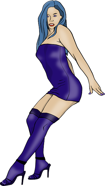Human Pin Up Girl, Pin Up, Stripper, Girl, Woman, Human - Sexy Blue Girls Png (362x640), Png Download