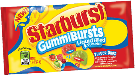 Starburst Gummibursts Flavor Duos Liqu - Starburst Gummibursts Liquid Filed Gummies, Variety (500x500), Png Download