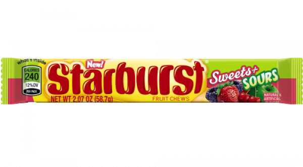 Starburst Sweet Sour - Wrigleys Starburst Sweets And Sours Singles - 2.07 (600x330), Png Download