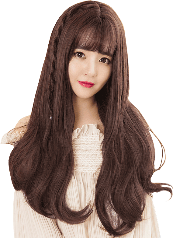 Hair Show Fshow Air Bangs Wig Female Long Curly Hair - Hairstyle (800x800), Png Download