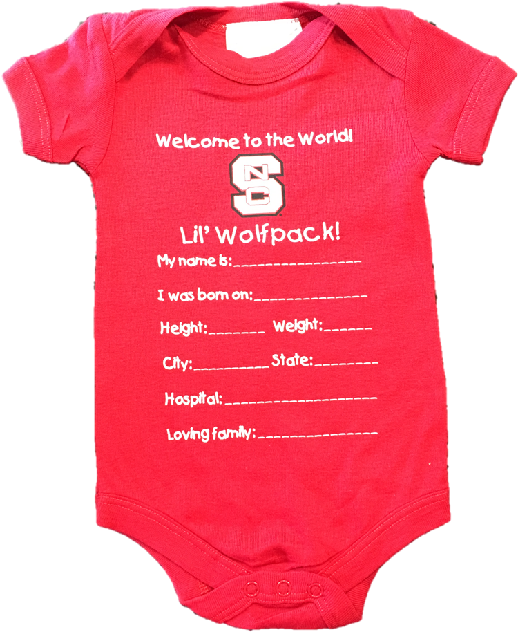 Nc State Wolfpack Infant Red Welcome To The World Onesie (975x975), Png Download
