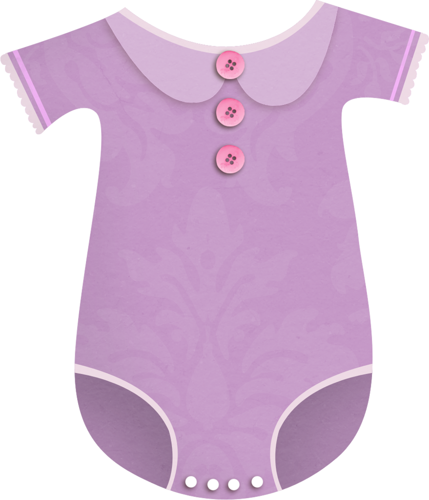 Onesie Clipart Mint - Baby Clothes Clipart Pink And Violet (879x1024), Png Download