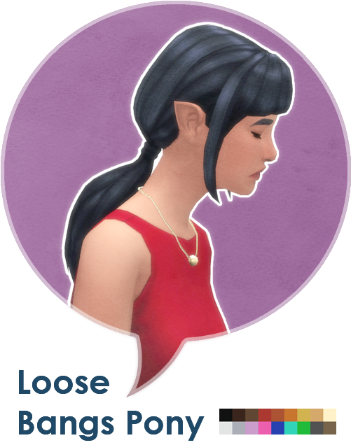 Loose Bangs Pony By Leh Gaming - Twin Tails Sims 4 (500x650), Png Download