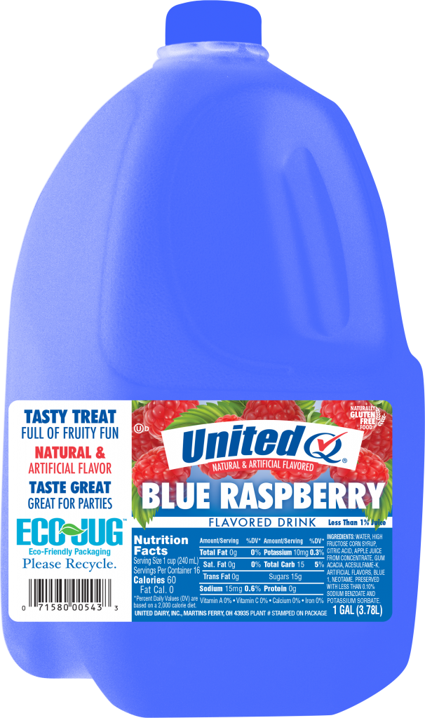 Blue Raspberry - United Dairy United Ultra Skim Milk Gallon (606x1024), Png Download