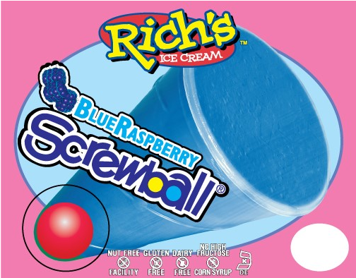 Rich's Blue Raspberry Screwball - Ice Cream (503x503), Png Download